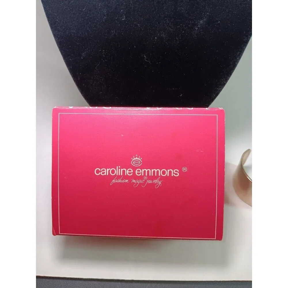 Vintage 70s Caroline Emmons Thick Gold Cuff Bracelet New With Orginal Box